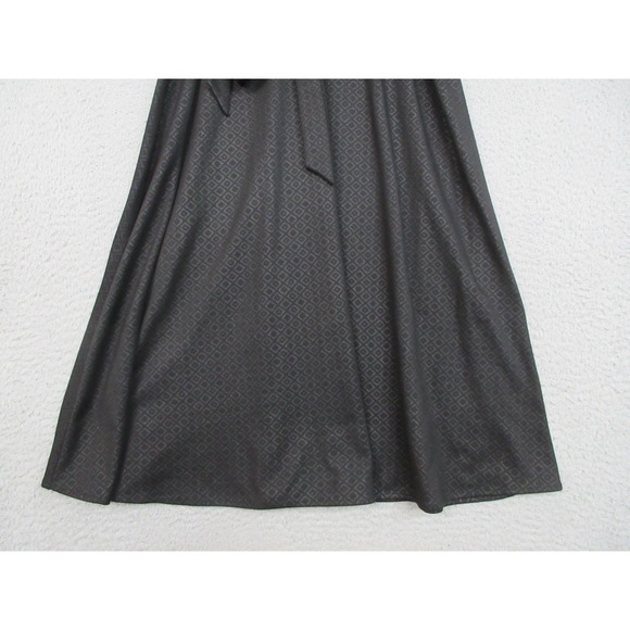 Robbie Bee Dress Womens 10 Black Wrap Belted Collared Short Sleeve Midi A Line - Picture 6 of 16